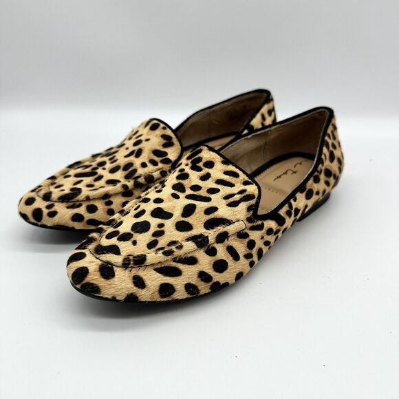 Me Too Karie Cow Hair Leather Leopard Print Cushion Insole Loafer Flats Size 5.5 - Picture 1 of 6